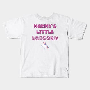 Mommy's Little Unicorn - rainbow and unicorn letters cute pink design Kids T-Shirt